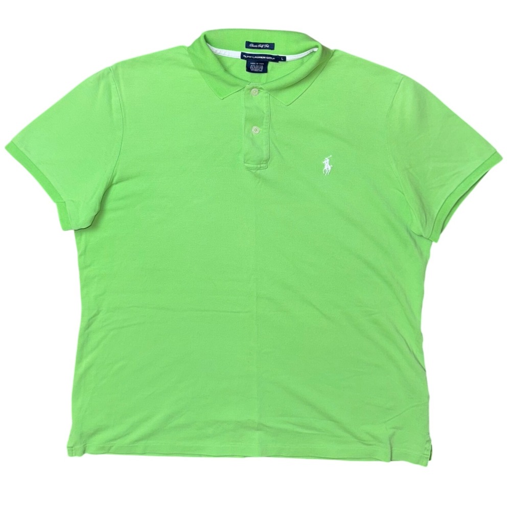 Ralph Lauren Golf Polo Shirt Large Lime Green Classic Fit Short Sleeve Pique